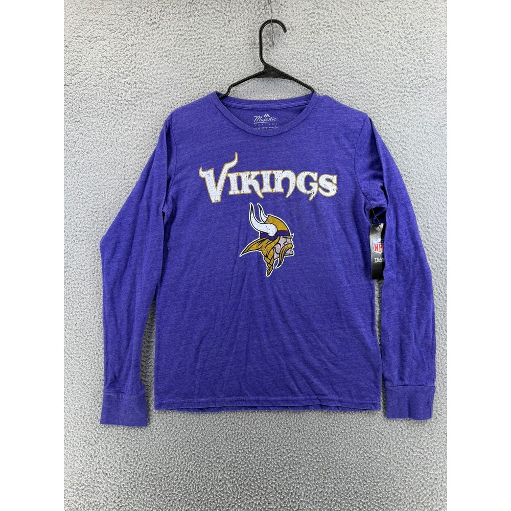 NEW Majestic Threads Minnesota Vikings NFL Mens Small Purple Long Sleeve T-Shirt